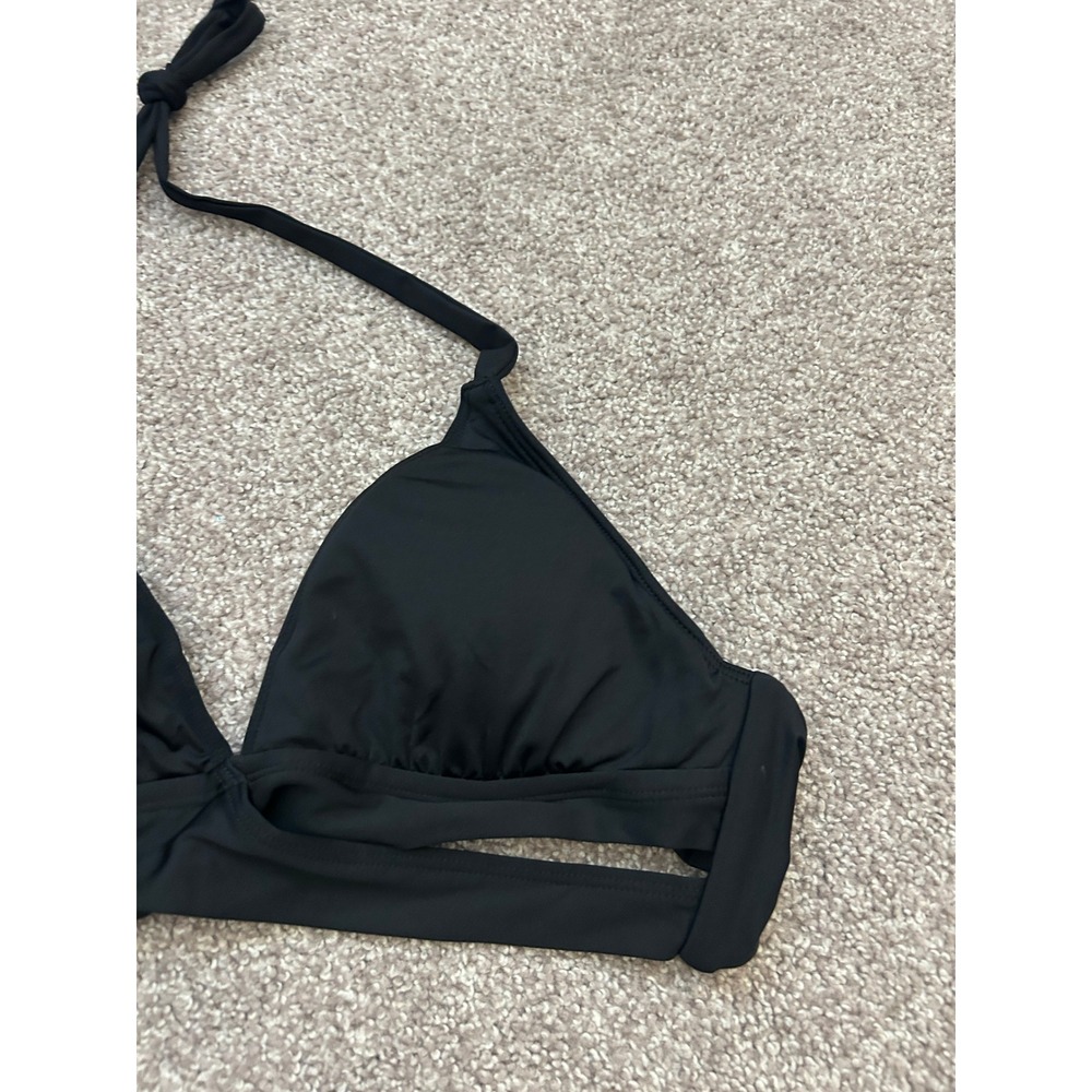 Kona Sol Bikini Top Womens Small Black Excellent Wrap Halter Triangle Cutout - Picture 4 of 7